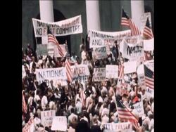 SYND 23 7 74 PRO NIXON SUPPORTERS HOLD VIGIL ON CAPITOL STEPS News Clip