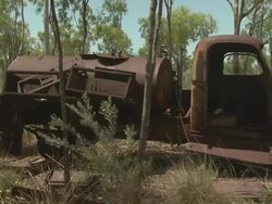 Vehicles rusting in outback ,Australia Stock Footage