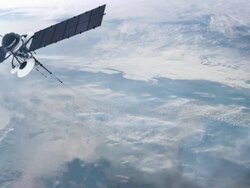 Satellite in orbit. Stock Footage