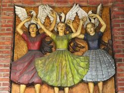 CU Shot of Sculptures at Oslo City Hall / Oslo, Norway Stock Footage