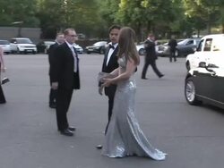 Liz Hurley & Arun Nayer arrive for The Caudwell Butterfly Ball held at Stock Footage