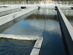 Waster Water Treatment Plant Chlorination Basins Stock Footage