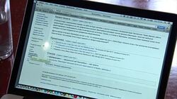 Wikipedia founder Jimmy Wales looking at the Wikitribune article page on his laptop News Clip