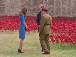Duke & Duchess of Cambridge chat to General Lord Dannatt at Tower of London News Clip