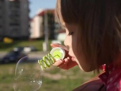 Blowing a big bubble! Stock Footage