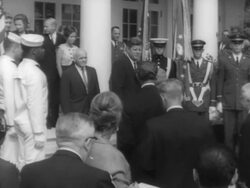 JFK Awards General Emmett O'Donnell with Distinguished Service Medal Stock Footage