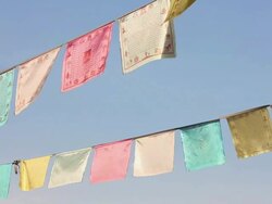 LS Buddhist prayer flags/xian,shaanxi,china Stock Footage