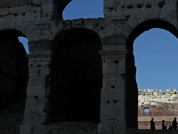 Tourists silhouette at Coliseum of Rome HD Video Stock Footage