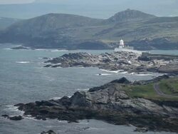 WS View of Valentia Island lighthouse / County Kerry, Ireland Stock Footage