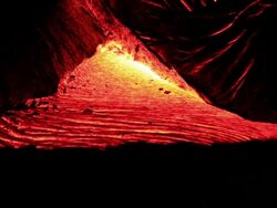 Volcanic lava Flowing at night Stock Footage