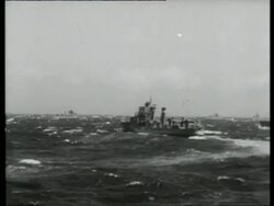 A flotilla of destroyers on exercise, practice attack on a submarine, Malta, 1939 Stock Footage