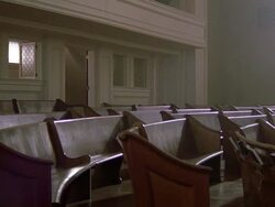 MS   Empty pewys of church / Manitoba , Canada , United States Stock Footage