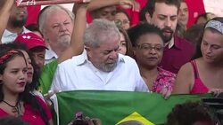 CLEAN : Lula stands in for Rousseff in Brasilia speaks to supporters News Clip