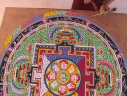 MS  image of  completed Buddhist mandala  AUDIO / Kathmandu, Central Region, Nepal  Stock Footage