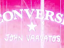 ATMOSPHERE: signage at John Varvatos and Converse celebrate the launch of the Converse by John Varvatos Weapon Stock Footage