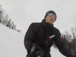 HD: Skier Having Fun Skiing Stock Footage