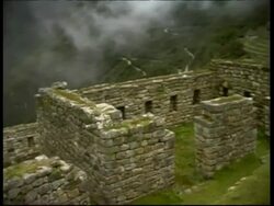 Machu Picchu, industrial sector, foggy mountains, MS, Peru Stock Footage