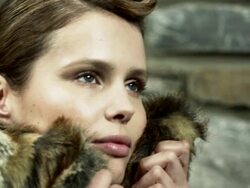 Young woman wearing fur coat Stock Footage