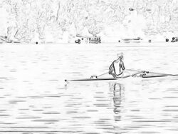 HD: Animated Rowing Canoeist Stock Footage