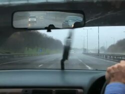 Driving on a rainy wet day with poor visibility and spray on a Motorway. Stock Footage