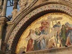MS LA Shot of detail of Basilica di San Marco, Piazza San Marco / Venice, Veneto, Italy Stock Footage
