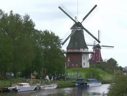 WS Shot of old windmills at museum / Lower Saxony Stock Footage