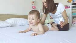 Mother taking care of baby with chicken pox Stock Footage