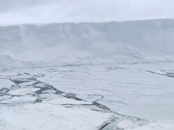 WS POV View of tabular iceberg / Weddell sea, Antarctica Stock Footage