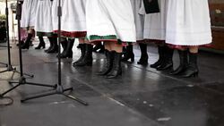 Folk band, Legs, Shoes Stock Footage