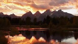 WS  time lapse of a fall sunset in Jackson Hole / Tetons Stock Footage