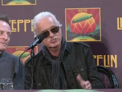 Jimmy Page talks about Celebration Day lineup Stock Footage