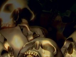 (Loop) Dolly over a field of skulls, Halloween, Genocide, Background Stock Footage