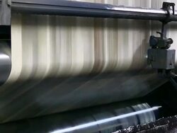 CU Printing machine in gravure printing office / Itzehoe, Schleswig-Holstein, Germany  Stock Footage