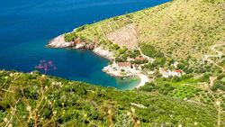 WS DS Beautiful Mediterranean Village Stock Footage