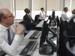 HD: People Participating Seminar About Financial Softwares Stock Footage