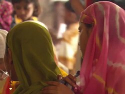 CU Girls in Mausoleum of Nizamuddin Dargah, area of Sufi Saint / New Delhi, Delhi, India Stock Footage