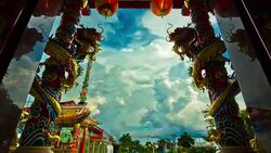 Dragon of Chinese shrine temple,Dolly shot Stock Footage