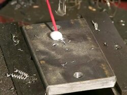 CU Drilling in steel plate / Konz, Rhineland-Palatinate, Germany Stock Footage