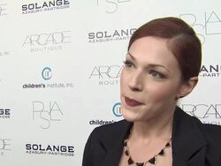 INTERVIEW: Amanda Righetti on her dress at the The 2nd Annual Autumn Party Benefiting Children's Institute, Inc. at West Hollywood CA. (Footage by WireImage Video/Getty Images Entertainment Video) Stock Footage