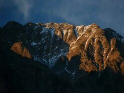 T/L darkness falling over snowy mountain, Kamikochi, Japan Stock Footage