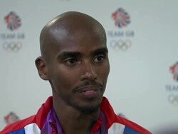 INTERVIEW: Mohamed Farah on how London did hosting the games at Team GB Medal Winners Press Conference: Mo Farah, Olympic Gold Medalist 5000M and 10,000M at Olympic Park on August 12, 2012 in London, England (Footage by Getty Images) Stock Footage