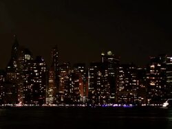 MS PAN T/L View of city with moon / New York, United States  Stock Footage