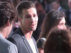 James Maslow greets fans at the Veronica Mars Premiere in Hollywood - Celebrity Sightings in Los Angeles Stock Footage