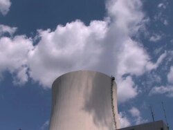 Nuclear power plant, cooling tower Stock Footage