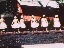 Off duty men of the RAAF perform a comedy ballet routine in skirts, Australia 1943 Stock Footage