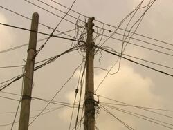 MS Electric wire and clouds over / Lagos, Nigeria Stock Footage