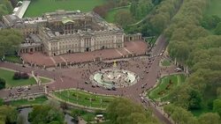 Aerials Of Crowds Gathered Outside Buckingham Palace News Clip