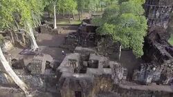Aerial View of Angkor Castle Stock Footage