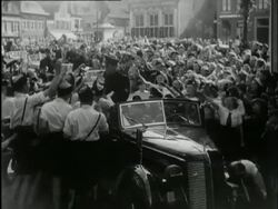 A group of members of the Jeugdstorm greets Mussert enthusiastically Stock Footage