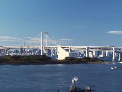 Rainbow Bridge and Tokyo Bay, Tokyo, Japan Stock Footage